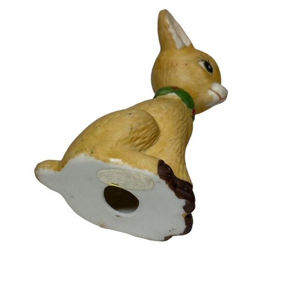 Vintage 1970s Bisque Reindeer figurine 3.5 in Christmas Decor Poinsettia - Picture 6 of 7